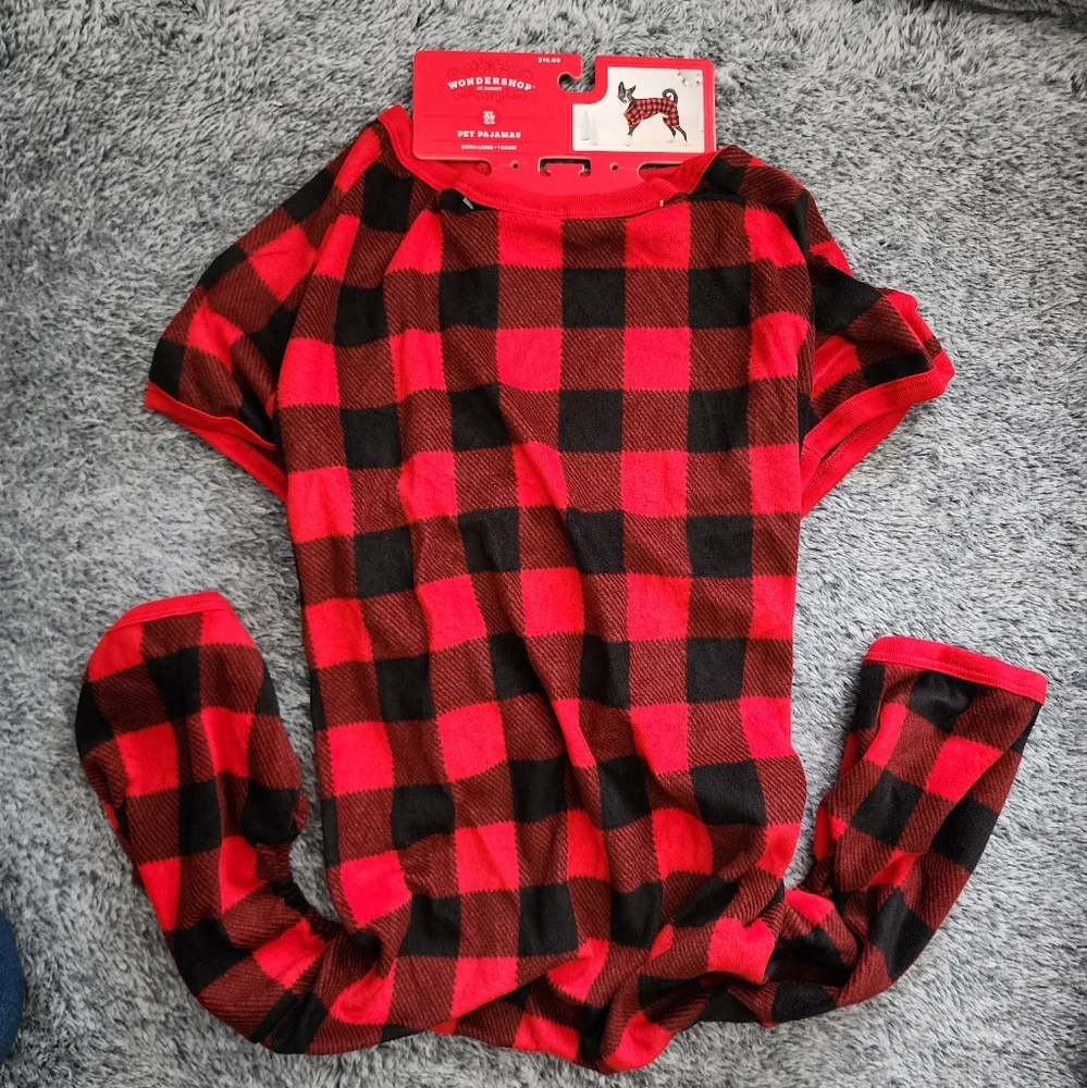 XL Target Wondershop pet dog pajamas red & black plaid XL up to 100lbs